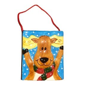 Ceramic Reindeer Holiday Gift Bag